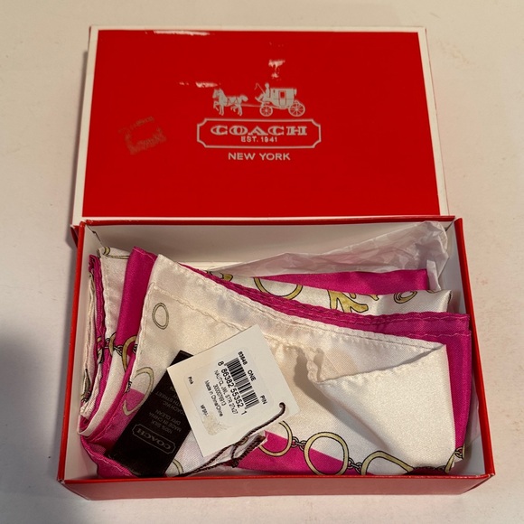 Coach Fuchsia and Cream Silk Scarf - Picture 1 of 4